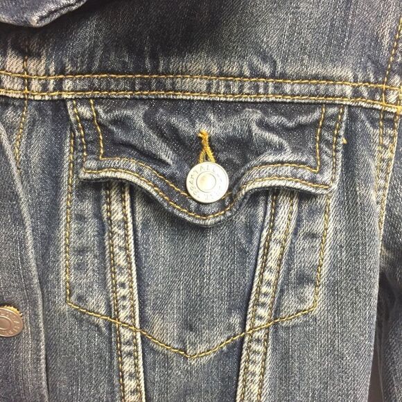 𝅺ARITZIA Talula Denim Long Sleeve Button Front Jean Jacket Medium Blue XS - Picture 6 of 7
